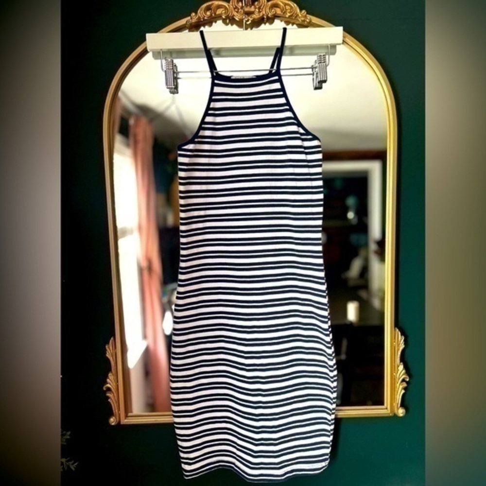 Charlotte Russe white and blue striped cami dress, XS